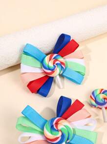 2pcs Rainbow Lollipop Hair Bows For Women Girls Rainbow Grosgrain Ribbon Bow Alligator Clips Cute Lollipop Bow Hair Clips Birthday Holiday Gifts Bow Barrettes Girls Pigtail Bow Hair Clips Women Hair Accessories