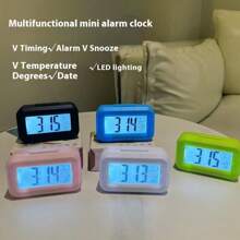 Multifunctional Digital Alarm Clock With LED Display - Portable, Battery Operated Calendar, Thermometer And Timer, Suitable For Office, Bedside, Desk Or Bedroom Gifts Birthday Graduation Room Decor Digital Clock Bedroom Decor Dormitory Decor Back To School School Decor School Surprise Home Decor School Supplies
