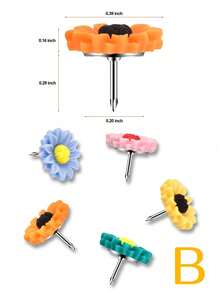 20pcs/Box Mixed Color Flower Shaped Thumbtacks, Soft Cork Wall Decor Pins