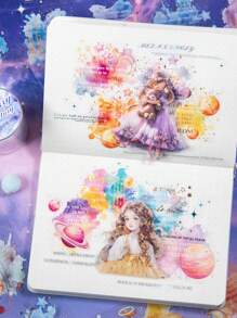 1 rol aquarel tie-dye folie decoratieve tape, Galaxy thema Engels alfabet voor scrapbooking