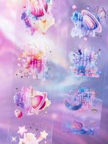1 rol aquarel tie-dye folie decoratieve tape, Galaxy thema Engels alfabet voor scrapbooking