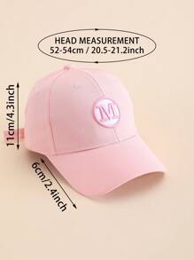 1pc M-Letter Children's Adjustable Baseball Cap, Breathable Lightweight Absorbent Soft Simple Casual Suitable For Walking, Daily, Vacation, Outdoor, Gift
