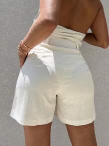 Women's Linen Shorts - White - View 2