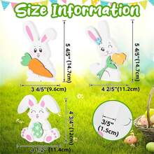 3Pcs Easter Tiered Tray Decor Kit, Cute Rabbit Wooden Sign Desk Ornament For Holiday Party - Colorful - View 9