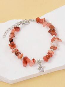 1 件女士时尚天然石串珠海星吊坠手链，适合日常、海滩、度假和旅行佩戴，夏季 - 海星吊墜手鍊 - 查看 13