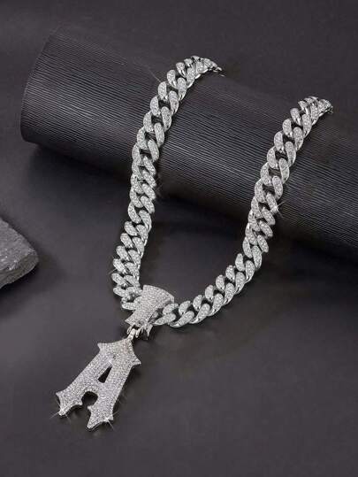 2 Pezzi Set di collane con ciondolo lettera funky, catena Miami Link, gioielli hip hop, regalo perfetto per donne e ragazzi