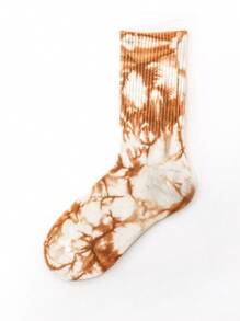4 Pairs Women Tie Dye Mid-Calf Sports Socks, Colorful Gradient Couples Street Sports, Skate, Basketball Socks