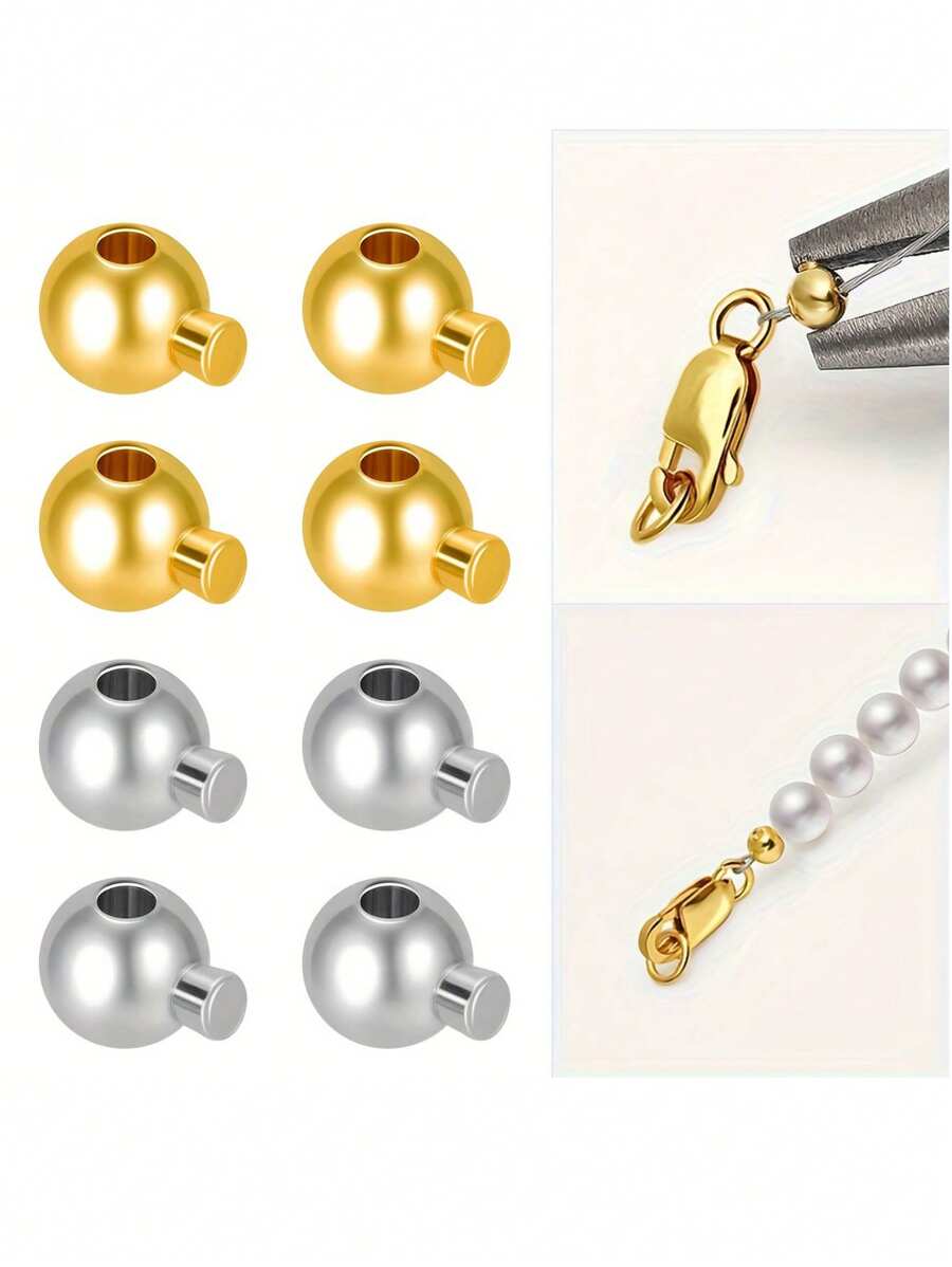 Round Crimp Beads,Stopper Beads Bead Caps For Jewelry Making, Spacer Beads Metal Bead Stopper Crimp Charms For Bracelet Necklace Ends Accessories