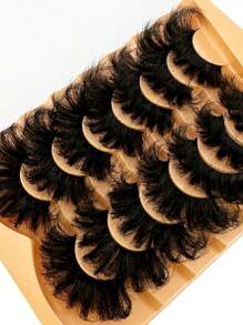 7pairs/Set 25mm 9D Thick Synthetic Mink Eyelashes, Fluffy Curly Effect, Cat Eye Style, Dense & Dramatic Look, Reusable Faux Mink Lashes, Eyelash Extension - 濃密款 - 查看 4