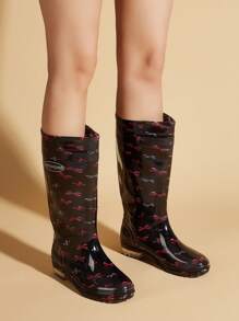 Double Layer Fashion Tall Rain Boots For Women, With Unique Toe Design, Rounded Wide Toe Box That Won't Squeeze Feet, Smooth Edged Corners To Avoid Injury, Mesh Lining To Keep Feet Dry, Patterned Sole For Lightweight Non-Slip Traction