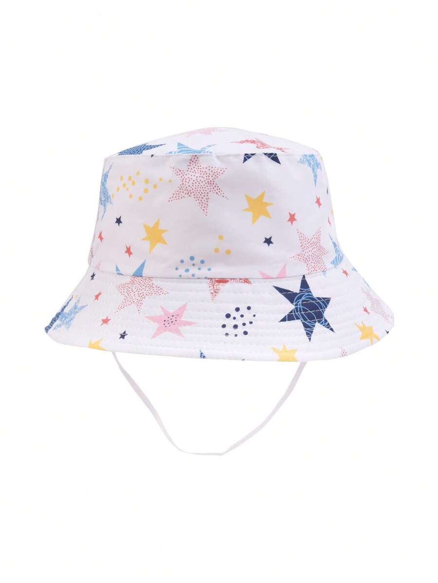 1 Pc Kids Star Design Bucket Hat, Boys/Girls Sun Protection Fishing Cap For Outdoor Activities, Park Play, Travel, Beach