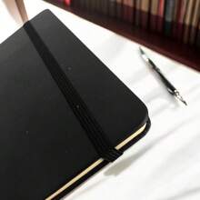 PromoClick Mini Polyurethane Notebook With 80 Lined Sheets And Elastic Band To Hold The Cover. - Black - View 3