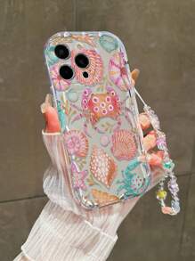 奶油质感波浪边油彩螃蟹图案防摔手机壳，配手工串珠手链，兼容 XR/7/8、16/16 Pro/16 Pro Max、15 Pro Max、13、14、11，软壳，兼容三星Galaxy，兼容红米Note 11/11 Lite，国际版，非国内版 - 彩色 - 查看 3