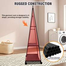 Clothes Rack 2 Tier, Triangle Garment Rack, Clothes Organizer On Wheels, Portable Garment Laundry Coat Rack, Closet Rack For Hanging Clothes, Clothes Hanging Rack For Home Office Dorm Black - Black belt wheel - View 2