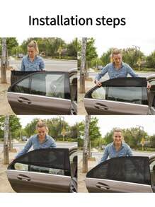 2/4 件婴儿汽车座椅靠背蚊帐和遮阳帘，黑色网状侧窗遮阳帘