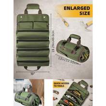 Portable Foldable Tool Storage Bag, Fall Multi-Grid Zipper Tool Organizer With Removable Zipper Bags, Travel Essentials, Portable Tool Storage Bag For Home For Father's Day Gift, Fall Outfits, Fall Freshness - Beige - View 8