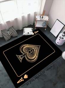 1 Piece Of Spades A Poker Pattern Area Carpet, Suitable For Living Room, Bedroom, Entertainment Venue Floor Mats, Bar Decoration Carpets, Game Rooms, E-Sports Rooms, Game Control Area Carpets, Perfect Party Decorations Rugs, Anti Slip And Anti Fouling, Suitable For Use In All Seasons And Holidays.