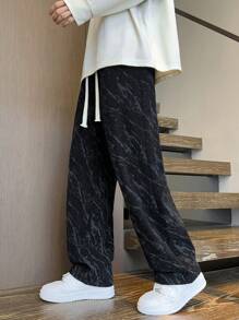 Quần ống đứng thường ngày bằng vải nhung kẻ ngụy trang có dây rút dành cho nam, đa năng cho mùa xuân và mùa hè, mùa thu đông - màu đen - Xem 4