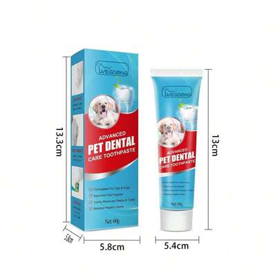 60g Pasta dental para mascotas, refrescante de aliento y eliminador de sarro para perros y gatos, pasta dental comestible para el cuidado dental de las mascotas