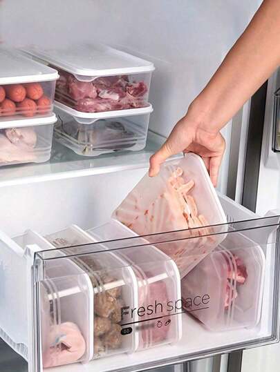 1/3pcs Refrigerator Food Storage Containers With Lids, Stackable Airtight Sealed Boxes For Kitchen Meat, Fruit & Vegetable Preservation Christmas Gift