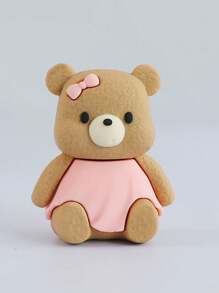 1pc Pink Dress, Blue Bowknot Bear Ornament, Cute Baby Shower Cake Topper For Boy Or Girl Birthday Decoration, Baby Shower Party Decoration - Multicolor - View 11