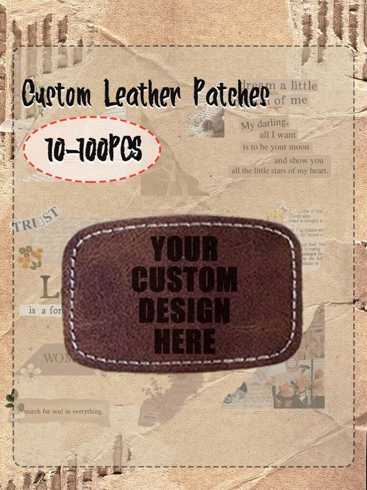 10/25/50/100pcs Custom Laser Printed Text/Logo Iron-On Leather Patches, Custom Company Logo Patches, Custom Fabric Repair Sewing Laser Supplies DIY Iron-On Patches, Rectangular Laserable Leatherette Patches,Faux Leather Patches, Leather Patches, Laser Cut Patches For Do It Yourself Use For Iron-On Hats, Backpacks, Clothing - Multicolor - View 25