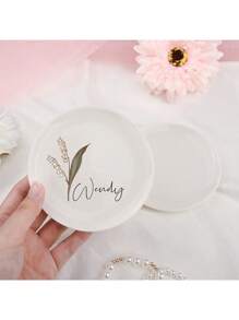 Personalised Birth Flower Trinket Dish, Watercolor Flower Ring Dish, Birthday Jewelry Dish Gift For Friend, Wedding Bridesmaid Gift, Personalized Jewelry Boxes, Personalized Ring Plates