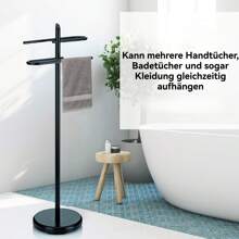 Freestanding Towel Rack, Bathroom Towel Rail, Bath Towel Holder, For Bath Towels, Clothes, Metal, Black - màu đen - Xem 1