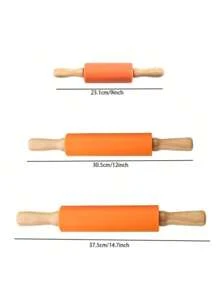 1 Stück Silikonausrollholz, antihaftbeschichtet, Holzgriff, Teigroller