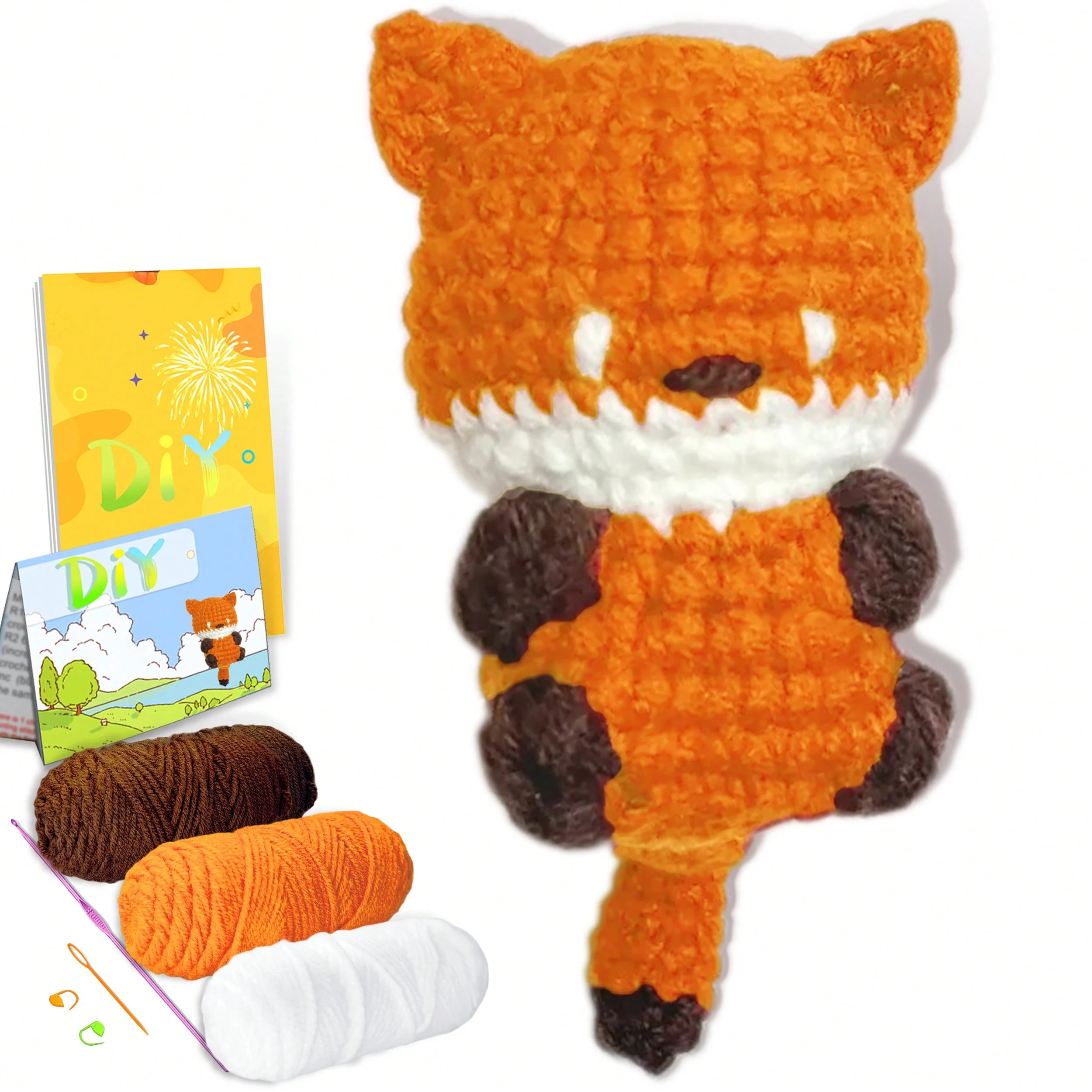 Kit Crochet Débutant Renard - Tout Inclus (laine, Crochet, Yeux...) Avec Instructions Et Vidéo - Loisir Créatif DIY