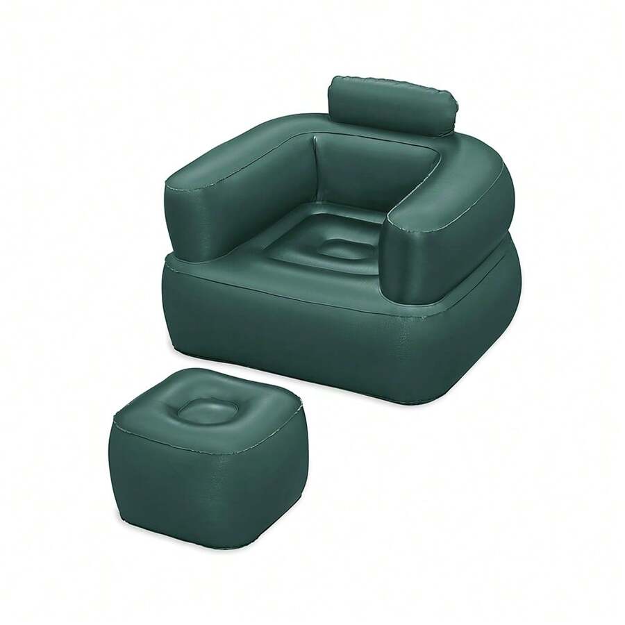 Importadora La Merced Inflatable Lounger Inflatable Air Sofa Camping Home Hiking With Footrest - Dark Green - View 1