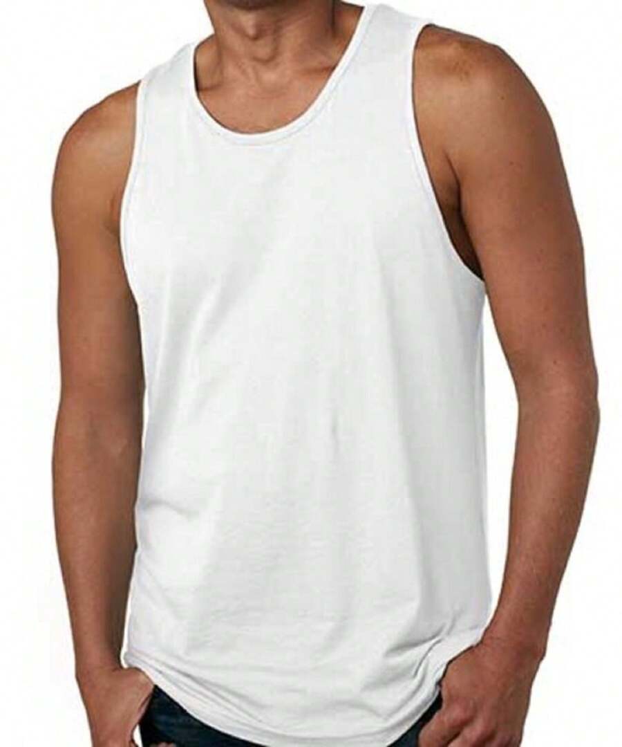 Men's Tank Top In 100% Cotton Fabric - 白色 - 查看 1