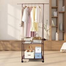 Clothes Rack 2 Tier, Triangle Garment Rack, Clothes Organizer On Wheels, Portable Garment Laundry Coat Rack, Closet Rack For Hanging Clothes, Clothes Hanging Rack For Home Office Dorm Black - Brown Pulley - View 6