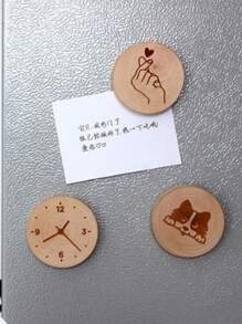Tableau blanc magnétique rond en bois pour le réfrigérateur, mémo personnalisé avec ouvre-bouteille, design minimaliste