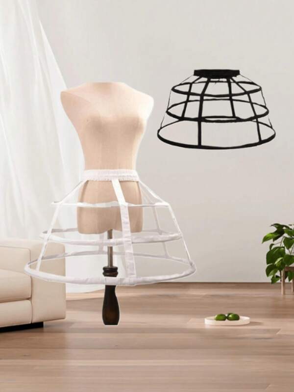 1pc Women Elastic Solid Petticoat With Hollow Out Detail, Suitable For Skirt, Short Wedding Dress,For Wedding Party Fall Clothes For Women