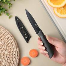 Black Five-Piece Stainless Steel Kitchen Knife Set With Knife Sheath, Household Chef Knives For Dormitory, Baby Food, Fruits