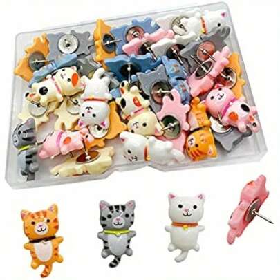 10/20 Stücke süßer Katzen Design Push Pins - bunte Cartoon Katzen Push Pins, geeignet für Zuhause, Büro und Schule Dekoration | multifunktionale Aufbewahrungs-Lieferartikel für Pinnwand, Fotos und Notizen, Katzen Zubehör