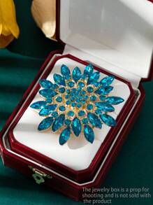 1 件奢华水晶向日葵胸针，合金金属镶嵌水钻，夸张设计，适合衣服、夹克配饰