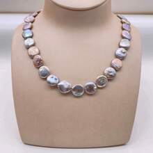 1pc 14mm Near-Round Gray-Yellow Freshwater Pearl, DIY Material, Length: 40cm/15.75inch, Hole Dia: 0.9mm