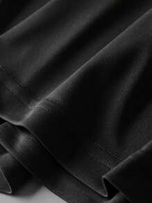 Men's Letter Print Drawstring Casual Hooded Short Sleeve T-Shirt - Black - View 6