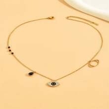 1pc Fashionable Titanium Steel Demon Eye Rhinestone Necklace, Stylish Delicate Clavicle Chain, Suitable For Women's Daily Wear