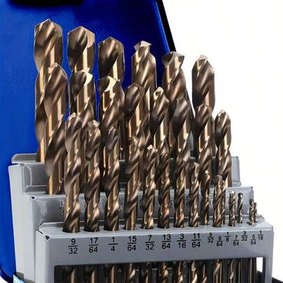13pcs Drill Bit Set, High-Speed Steel, Round Handle - Ideal For Metal, Aluminum, Cast Iron, Wood & Plastic - Precision Marked With Size Guide, Drill Bit Set For Metal, With Storage Box