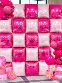 15/25/40pcs - Metallic Rose Red, Bright Pink, Neon Pink Double-Sided Square Foil Balloons For Wall Backdrop, Arch, Wreath Decor, Suitable For Birthday Party, Anniversary, Bachelorette Party, Celebration, Valentine's Day, Engagement, Bridal Shower, Mother's Day, Photo Props, Balloon Wall Backdrop, Wedding - Multicolor - View 2