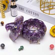 1PC Natural Crystal Gravel Pumpkin House Statue Dropper Resin Reiki Stone Fengshui Halloween Gift Witch Candy Box Home Decoration