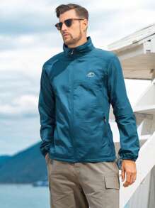 Men's Summer Lightweight UV Protection Jacket For Outdoor Activities - Zipper Pockets, Suitable For Hiking, Fishing, Sports - Mint Blue - View 3