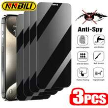 NNBILI 3片装防窥防摔隐私屏幕保护膜，兼容 17/16/15/14/13/12/11 Pro Max/Mini/17/Air/16E/7/8/6 Plus，以及 X/XS/XR - 3個裝 - 查看 2