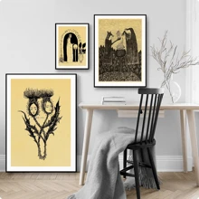 1 件/3 件墙面艺术海报可选框架复古抽象女巫生活墙面艺术海报印刷森林巫术装饰画卧室家居 - 彩色 - 查看 8
