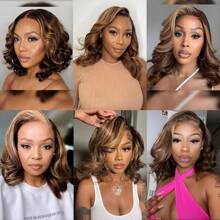 10 Inch 13X4 Transparent Lace HD Lace Front Wig With Baby Hair #4/27 Highlight Natural Wave Glueless Human Hair Water Wave Wig Pre Plucked With Bleached Knots 200 Density For  Woman