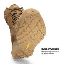 Men's Breathable Tactical Military Work Boots Side Zipper Leather Lightweight Hiking Motorcycle Combat Boots 8 Inches Recon - Brown - View 5