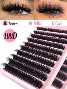 Miss Wink 180 件 100D 3D 效果手工睫毛延长，轻松 DIY，派对必备品，D 卷曲自然柔软浓密不遮瑕，超轻 10 排防水貂皮单簇立体贴合双眼持久节日妆容，适合外出派对，送给女性或女孩的礼物
